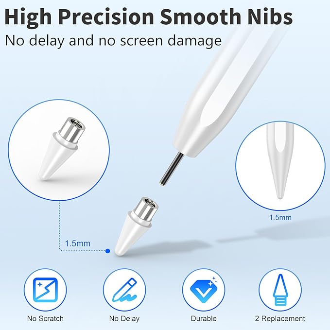 Stylus Pen for iOS&Android Touch Screens, Active Pencil for Samsung, Smart Digital Stylus Pens for Lenovo/Vivo/Mi/HUAWEI and Other Tablets, iPhone/Samsung/Google Pixel Smart Phones for Drawing&Writing