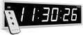 Ivation Oversized Large Digital Wall Clock - Big LED Digital Clock w/Large Display & Durable Aluminum Frame Shelf or Wall Mount (24 Inch - White) 6 Brightness Levels | Time Memory | Remote