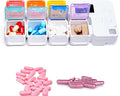 7 Days Pill Dispenser Organizer with Reminder Alarm,Daily Medicine Dispenser,Portable Weekly Pill Box,Travel Vitamins Fish Oils Small Supplements Medicine Box Case (Colorful)