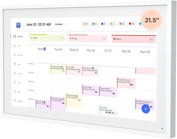 21.5 Inch Smart Digital Calendar, Wall Electronic Calendar, 1920 * 1080 IPS Full HD Touch Screen Display for Family Meal Planner Support - Streamline Household Organization, Gifts for Women, Mom