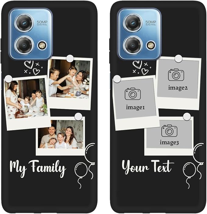 Custom Multi Photos Case for Motorola Moto G Stylus 2023-6.5 inch, Personalized Gift for Men Women, Customized Collage Text Picture Phone Cover, Soft Rubber Shockproof Protective Case, Black