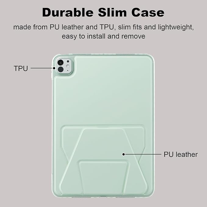 Dteck for Apple iPad Pro 13-inch (M4/M5) 2024/2025 Release Slim PU Leather Case with Stand Function, Easy to Charge Pencil, Lightweight Protective Stylish Cute Thin Tablet Back Cover Shell, Green