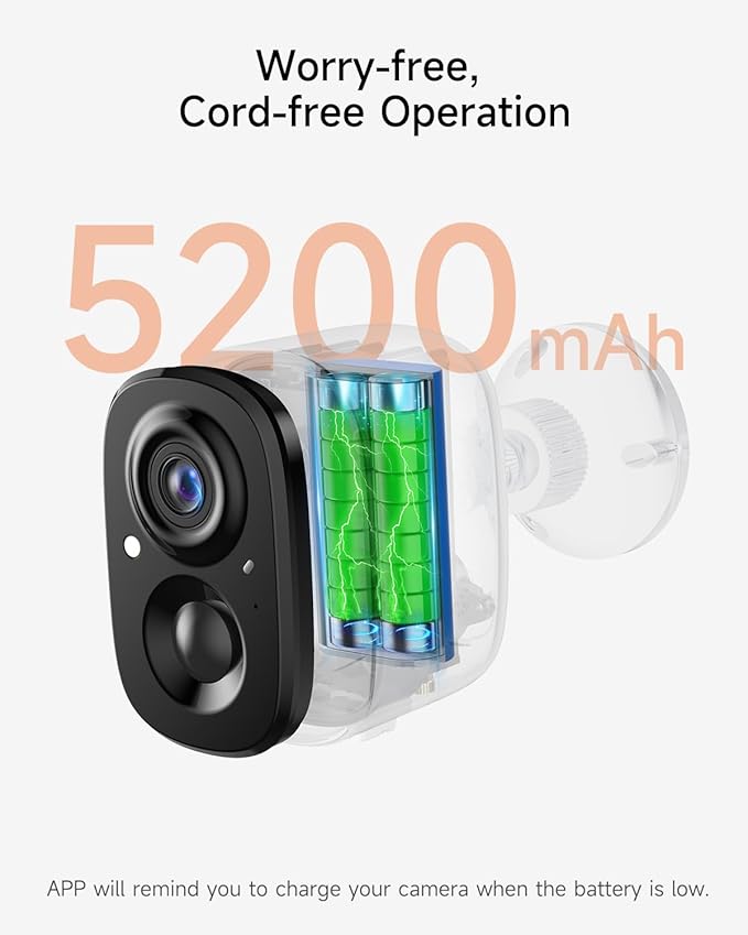 2.5K Security Camera Wireless Outdoor, 2.4G WiFi Battery Powered Indoor Camera, Magnetic Mount Cameras for Home Security, AI Detection, Color Night Vision, Spotlight, Siren Alarm, 2-Way Talk