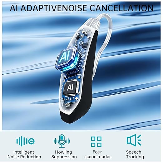 16-Channel OTC Hearing Aids for Seniors & Adults – Rechargeable, Wireless, Comfort-Fit Design with Advanced Noise Cancellation for Clear Sound