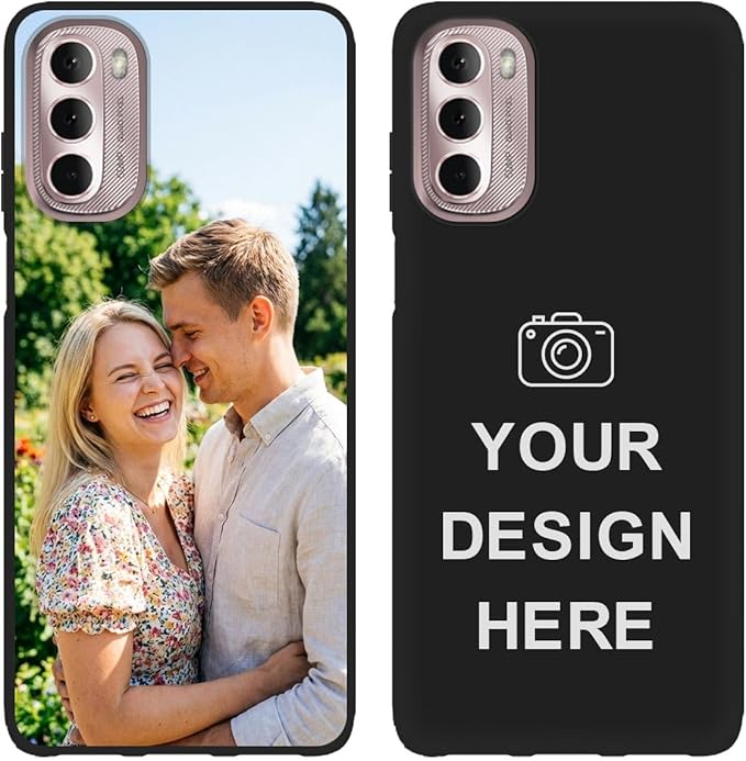 Custom Phone Case for Motorola Moto G Stylus 5G 2022, Design Your Personalized Photo Logo Name Phone Cover, Slim Soft TPU Lightweight Silicone Black Case, Customized Gift for Birthday Christmas