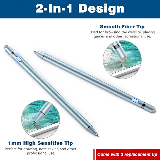 TiMOVO Stylus Pen for iPad 11th/10th/9th/8th/7th Generation, 20Hrs Work Palm Rejection iPad Pen Compatible with iPad Air 11"/13"(M3/M2)/5th/4th, Mini 6th/5th High Precise iPad Pencil 1st Gen, Sky Blue
