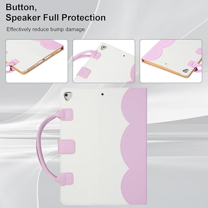 Dteck for iPad mini (A17 Pro/6th Generation) 8.3" Folio Case with Handle/Front Pocket, Auto Sleep Wake/Adjustable Stand Angles, Lightweight PU Leather Cover with Stylus/Screen Protector Film, Purple