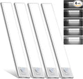14inch Under Cabinet Lighting, 4 Pack Rechargeable Motion Sensor Light Indoor, Wireless Dimmable Magnetic Closet Lights, 58 LED Under Counter Lights for Kitchen, Wardrobe, Stairs, White Light