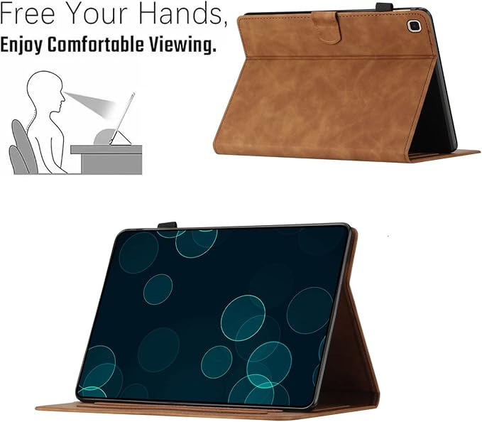 Dteck for Galaxy Tab S6 Lite (10.4") Tablet Case 2024/2022/2020 (SM-P620/P610), PU Leather Slim Folio Case with Auto Sleep Wake/Adjustable Stand, Lightweight Cute Butterfly Cover with Stylus (Brown)