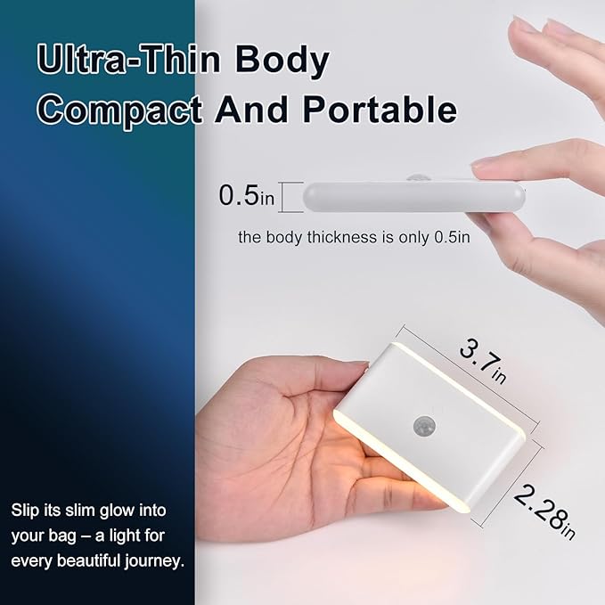 2-Pack Motion Sensor Night Light – Cruise Approved, Magnetic & Rechargeable with USB, RGB Color-Changing Modes, LED Auto Nightlight for Cabin, Bathroom, Hallway, Bed or Stairs (Indoor Travel Use)