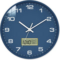 12 Inch Wall Clock, Silent Non-Ticking Analog with LCD Display, Battery Operated, Perpetual Calendar, Date, Weekday & Temperature (°C/°F), Tempered Glass for Living Room, Bedroom, Kitchen, Office