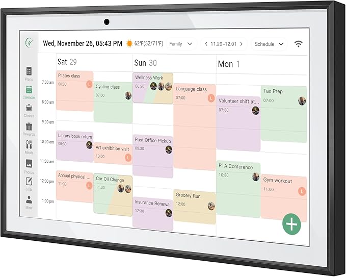 WiFi Digital Calendar Smart Family Planner,Chore Charts, Achievement Rewards, AI Meal Planning, Smart Touchscreen Interactive Display for Schedules and Cloud Photo Desk Bases, Gifts for Women Men, Gifts for Mom Dad, 10.1'' Black