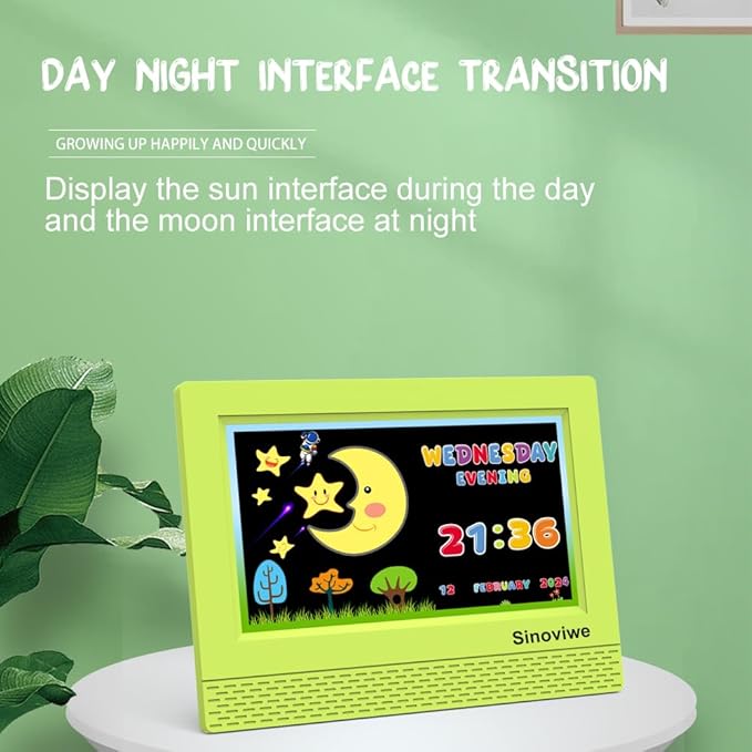 Digital Alarm Clock with 7'' HD Screen, Calendar Function,It is Perfect for Kids Aged 3-18 Years Old with Remote Control and Custom Reminder Function for Birthdays