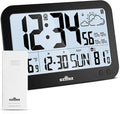 Atomic Clock,10" Digital Clock Large Display, Wall Clocks Battery Operated with Backlight, Wireless Outdoor Sensor, Alarm Clock Indoor Outdoor Temp, 4 Time Zones, Auto DST, Clock for Bedroom (Black)