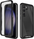 wahhle Compatible with Samsung Galaxy S23 Case, Built in Screen Protector Full Body Shockproof Slim Fit Bumper Protective Phone Cover for Galaxy S23 5G 6.1'' Men Women-Black/Clear