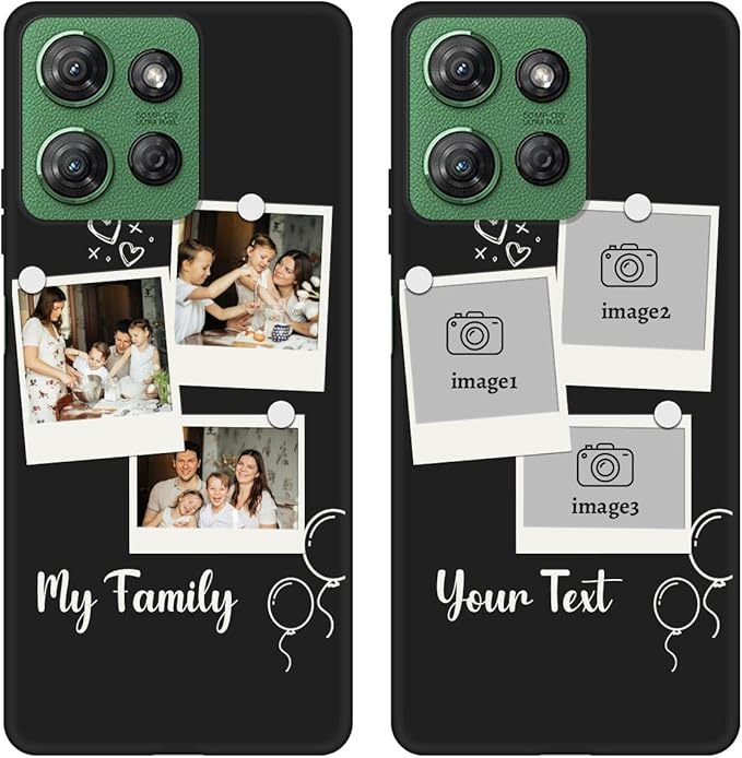 Custom Multi Photos Case for Motorola Moto G 5G 2026-6.7 inch, Personalized Gift for Men Women, Customized Collage Text Picture Phone Cover, Soft Rubber Shockproof Protective Case, Black