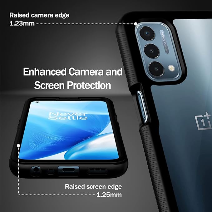 wahhle Oneplus Nord N200 5G Case, Built in Screen Protector Full Body Shockproof Slim Fit Bumper Protective Phone Cover for 1+ Nord N200 5G Men Women-Black/Clear