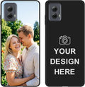 Custom Phone Case for Motorola Moto G Power 5G 2024, Design Your Personalized Photo Logo Name Phone Cover, Slim Soft TPU Lightweight Silicone Black Case, Customized Gift for Birthday Christmas