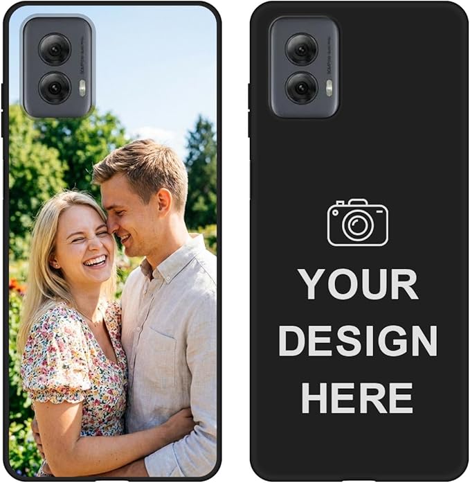 Custom Phone Case for Motorola Moto G Power 5G 2024, Design Your Personalized Photo Logo Name Phone Cover, Slim Soft TPU Lightweight Silicone Black Case, Customized Gift for Birthday Christmas
