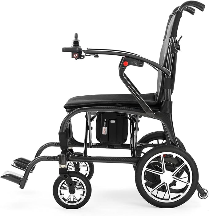 25.5lbs Carbon Fiber Electric Wheelchair for Adults, Dual Battery Lightweight Foldable Travel Power Wheelchair, Portable Motorized Wheelchairs, Airline Approved, Black