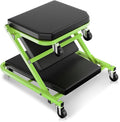 Auto Dynasty 36" Z-Creeper Seat, 2-in-1 Foldable Garage Creeper Shop Seat, 330 LBS Capacity Automotive Mechanic Repair Under Car Rolling Creeper Seat, Green