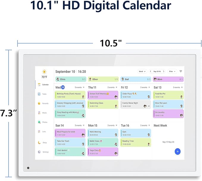 Digital Calendar, 10.1 Inch Smart Electronic Desk Calendar & Chore Chart, Touchscreen Interactive Display for Family Schedules with Meal Planner & Picture Frame & Lists, Gifts for Women Men, Gifts for Mom Dad