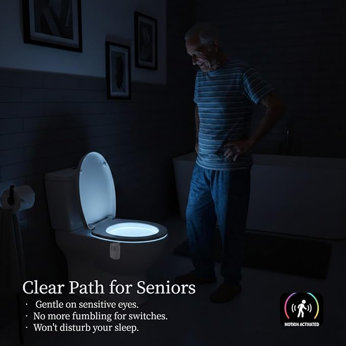 2 Pack Rechargeable Toilet Night Lights with 16-Color Motion Detection - Novelty Bathroom Bowl Light - Cool Funny Birthday Gag Stocking Stuffer Gadget Gifts for Adult Kids Men Father Dad Boys Toddlers