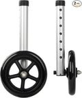 2-Pack Walker Wheels Replacement with Precision Ball Bearings, 6-Inch All-Terrain Wheels for Walkers with Outward-Angled Legs, 7-Level Height Adjustable, 350lbs Heavy Duty, Slip-Resistant Traction
