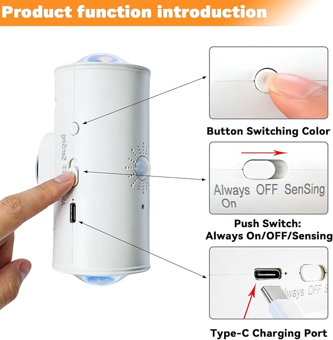Motion Sensor Night Light 2 Pack, 16 Color Change LED Projector Wall Lamp, Toilet Nightlight Closet Sensor Light for Bathroom Bedroom Stairs Corridor Hallways Decor