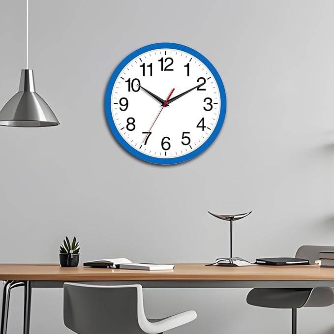 Rohioue Wall Clock Modern 8 Inch Battery Operated Silent Non Ticking Small Analog Clock Decorative for Bedroom Kitchen Bathroom Office Home (Blue)