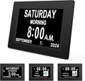 JALL 【2024 New Digital Calendar Dementia Day Clock, 7 Inch Large Screen Display, with Multiple Alarms, AM & PM Display, for Impaired Vision People, Age Seniors, for Desk, Wall Mounted