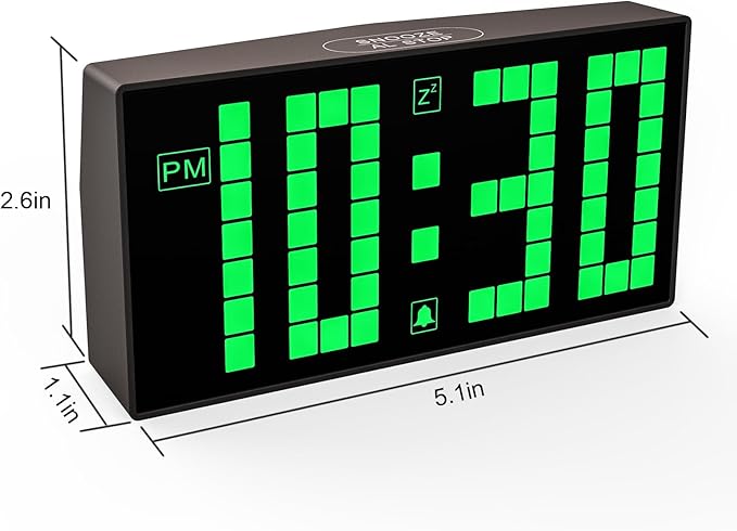 KWANWA Auto-Dimming Digital Alarm Clock with Weekend Mode & Battery Backup, 12/24H DST, Small LED Clock for Bedroom, Desk, Nightstand, Kids, Seniors