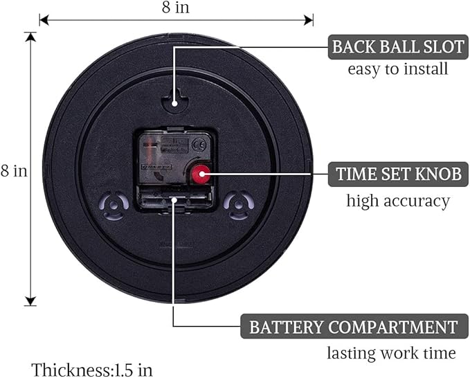 8" Silent Quartz Wall Clock Non-Ticking Digital Clock