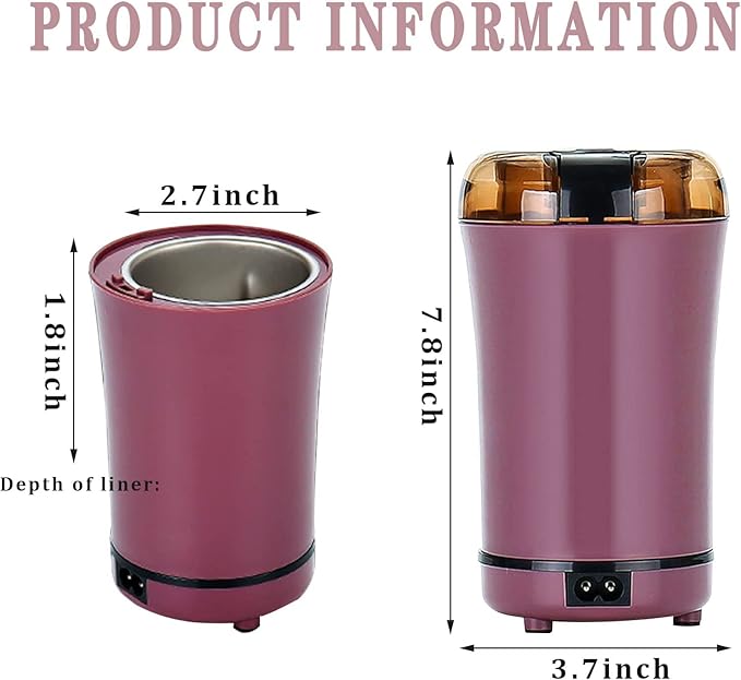 Electric Pill Crusher and Grinder - Fine Powder for Small or Large Pills, Elders or Pets. Coffee Bean Grinder. (Purple)