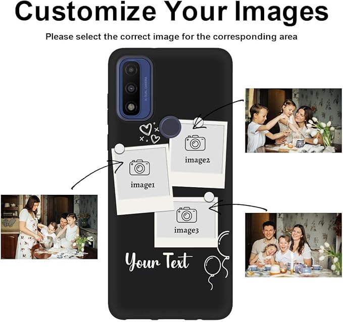 Styletify Custom Multi Photos Case for Motorola Moto G Pure - 6.5 inch, Personalized Gift for Men Women, Customized Collage Text Picture Phone Cover, Soft Rubber Shockproof Protective Case, Black
