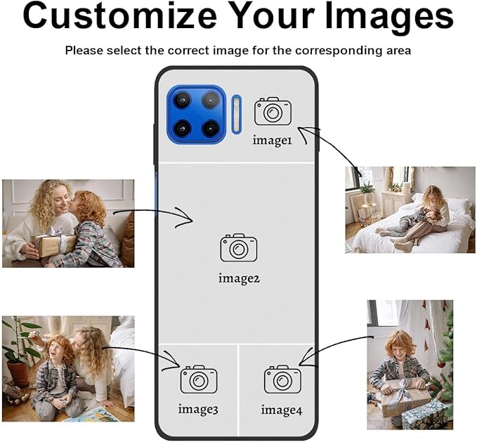 Custom Photo Case for Motorola Moto G 5G Plus, Create Your Own Picture Collage Phone Case, Soft Drop Protection, Personalized Anti-Scratch TPU Soft Cover, Gifts for Family Friends, Black