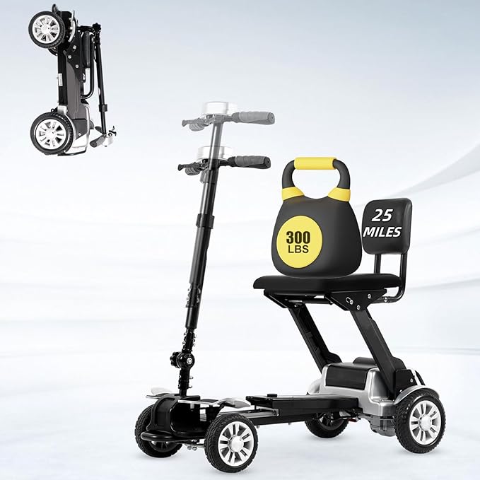 Lightweight Mobility Scooter for Adults and Seniors 47lb Foldable Electric Mobility Scooter,Compact Motorized Scooter Powered Mobility Scooter Airplane Travel Friendly(Adjustable Length&Height)