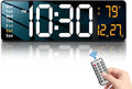 JoFomp Modern 16" Large Digital Wall Clock with Remote Control, LED Display, Auto-Dimming, Countdown, Temperature, Calendar - 12/24Hr Format - Silent Wall Clock for Home, Office, or Gym Use (Orange)