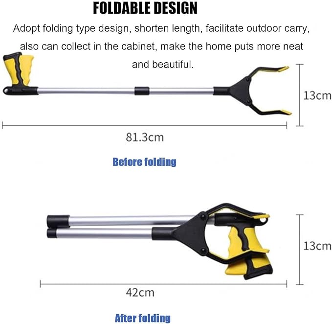 32 Inch Grabber Reache for Elderly - Mobility Aid Reaching Assist Tool - Long Reacher Grabber Pickup Tool - Heavy Duty Grabber Reacher Tool,Yellow