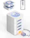 56-Day(1X) Automatic Pill Dispenser (Expandable Tray) – App & On-Device Setup by Family, LCD Display, Digital Lock, Sound & Light Alerts –Safe Medication Organizer for Dementia Seniors (4-Tray, White)