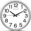 TIMESS Wall Clock, 13 Inch Large Dial Non-Ticking Silent Battery Operated Quality Analog, Ultra-Quiet Movement Quartz, Timeless Stylish Clock, Ideal Modern Home, Office Décor (Sliver)