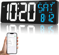 17 Inch Digital Wall Clock Large Display Bluetooth Sync Time, Auto-Dimming Digital Wall Clock with Remote, Date/Week/Temperature/DST, Plug-in Digital Clock for All Large Spaces Use, Gift