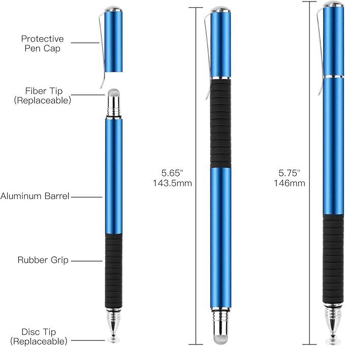 3 Stylus Pens for Touch Screens, Capacitive Pen High Sensitivity & Fine Point, Universal Stylus with Clear Disc for iPhone X/8/8plus iPad/iPad Pro/iPad Mini and All Capacitive Touch Screens