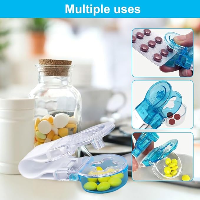 2024 New Portable Pill Taker and Tablet Dispenser - No Contact Easy to Take Out - Pill Cutter Splitter for the Elderly, Disabled, Arthritis Etc. (1)