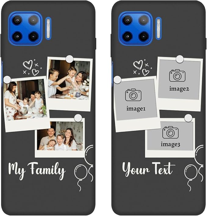 Custom Multi Photos Case for Motorola Moto G 5G Plus - 6.7 inch, Personalized Gift for Men Women, Customized Collage Text Picture Phone Cover, Soft Rubber Shockproof Protective Case, Black
