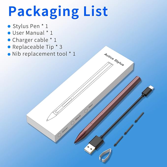 Stylus Pen for HP Envy X360 Pavilion X360 Specter X360 Spectre X2 Envy X2 Rechargeable MPP 2.0 Tilt Active Pen with 4096 Pressure Sensitivity, Palm Rejection, Magnetic Attachment Function, Red