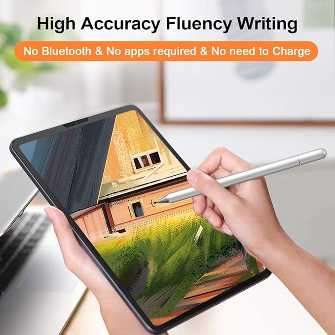 Stylus Compatible with Samsung Galaxy A25 5G/A15 5G Phones - Touch Screen Pen Fiber Tip Aluminum Lightweight Silver Color