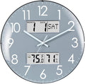 Nbdeal 13-Inch Analog Silent Wall Clock with Calendar Temperature & Humidity (Grey)