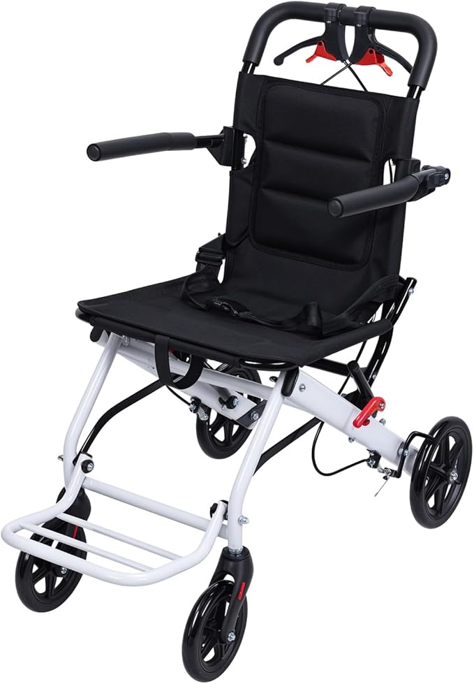 (Only 13.66lbs) Transport Wheelchair Lightweight Foldable, Portable Transit Travel Wheelchairs for Adults and Seniors Support 180lbs, Lightweight Aluminum Wheelchair for Elderly A