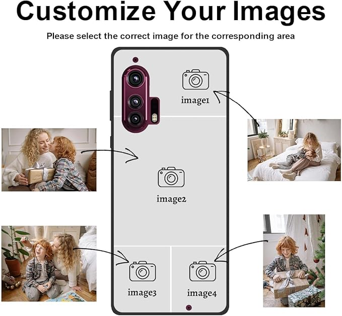 Custom Photo Case for Motorola Moto Edge Plus/Edge+ 2020, Create Your Own Picture Collage Phone Case, Soft Drop Protection, Personalized Anti-Scratch TPU Soft Cover, Gifts for Family Friends, Black
